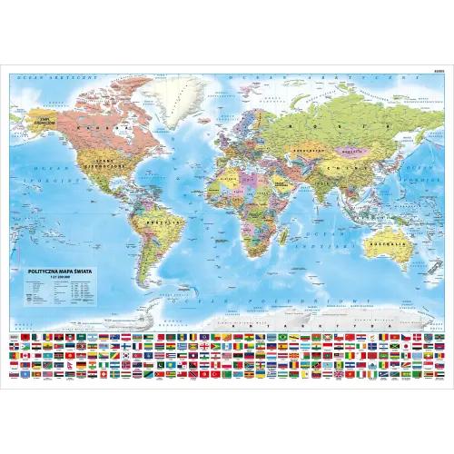 Świat polityczny - mapa ścienna arkusz papierowy, 1:21 200 000, ArtGlob